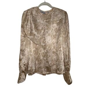 Vtg‎ Adrianna Papell 100% Silk Top Blouse Women's Sz 12 Old Money Abstract Artsy